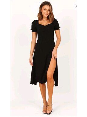 Petal & Pup Franklin Dress Women 10 Ebony Black Puff Shirt Sleeve Whimsigoth NWT